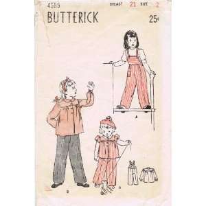 com Butterick 4555 Vintage Sewing Pattern Toddler Girls Play Overalls 