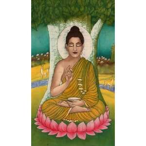  Buddha Under the Bodhi Tree   Batik Painting On Cotton 