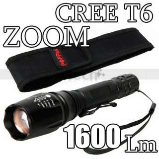 1600lm Lumen CREE XML XM L T6 LED Zoomable Focus Adjust Flashlight 