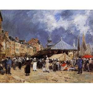   24x36 Inch, painting name Market at Trouville 1, By Boudin Eugène