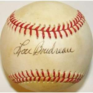  Signed Lou Boudreau Baseball   Vintage NL Feeney 