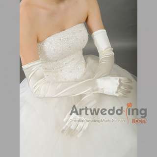 23 Pure Ivory Dance long evening bridal plain gloves  