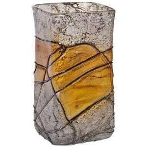  Lemon Twist Small Square Decorative Art Glass Vase