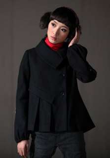  Wool Zip Sleeves Stylish Lined Japan Black Jacket M2316 