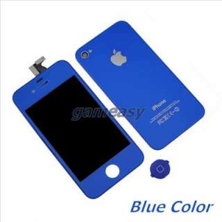 Blue Colour Front back Panel LCD and Digitizer for iPhone4 4G  