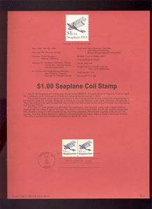 2468 $1.00 Seaplane Coil USPS #9010 Souvenir Page  
