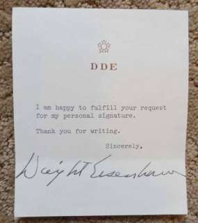 Signed Request President Dwight Eisenhower  