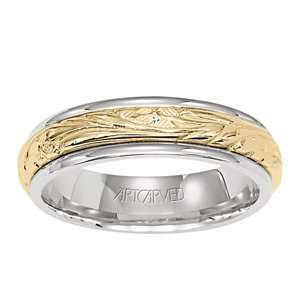  ARTCARVED WISTFUL Womens 14k Two Tone Gold Wedding Band 