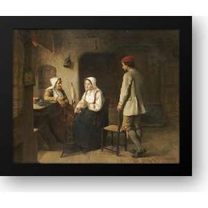  Peasant Woman Spinning In An Interior 28x25 Framed Art 