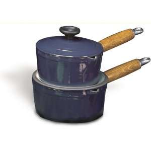  Chasseur 7 1/8 Inch Enamel Cast Iron Sauce Pan With Wooden 