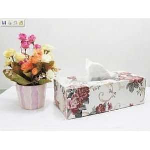  Rectangle long rose flower print PU leather tissue paper 
