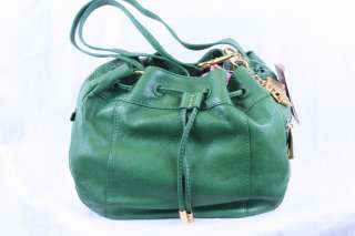 Juicy Couture Double Dare Small Drawstring Hobo Bag Green Gold Charms 