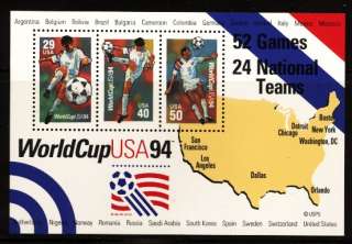 US Scott 2837 SOCCER World cup 1994 Souvenir sheet MNH  