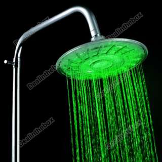 New LED Light Round Rain Top Shower Head Bath Bathroom Glow Three 