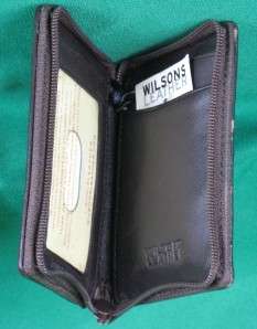 Zippered Wallet Brown Leather Slim Line Wilsons New Wtih Tags  