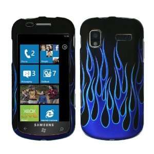 Black Blue Flame Rubberized Snap on Design Hard Case Faceplate for 