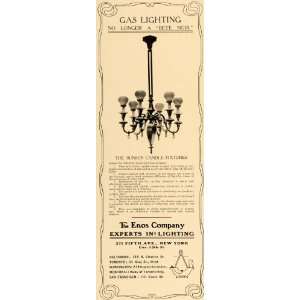  1905 Ad Enos Bunsen Candle Fixtures Chandeliers Home 