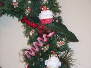Santa & Gingerbread Man Fake Cupcakes Christmas Wreath  