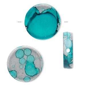 Watercolor Splash Acrylic Resin Beads 18mm (3/4) Coins 20pc Turquoise 