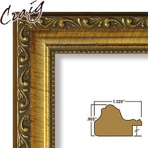 Picture Frame Ornate Antique Gold 1.3 Wide Complete Solid Wood New 