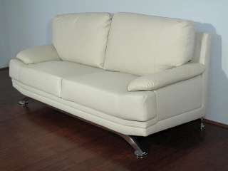 Ivory Regenerated Leather 3 Piece Sofa Set  
