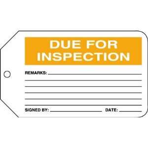  DUE FOR INSPECTION Tags RV Plastic (5 7/8 x 3 3/8)   1 