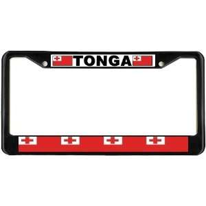   Tonga Tongan Flag Black License Plate Frame Metal Holder Automotive