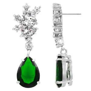  Adalias 6 Ct CZ Pear Cut Dangle Earrings   Emerald 