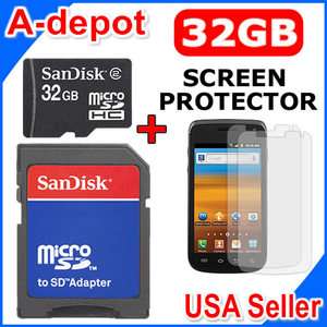 32GB SD Memory Card + Screen Protector For T Mobile Samsung Exhibit 2 