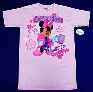 Disney Minnie Mouse Dont Do Mornings Minnie Womens Dorm/Sleep Shirt 