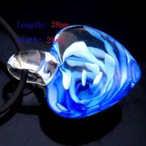 G3492 love blue heart murano lampwork glass pendant  