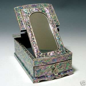 Mother of Pearl Inlaid Wood Lacquer Jewelry Storage Trinket Decorative 