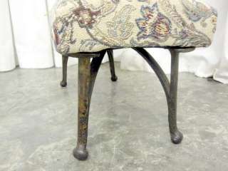 Antique Victorian Style Foot Stool w New Upholstery and Iron Legs Very 