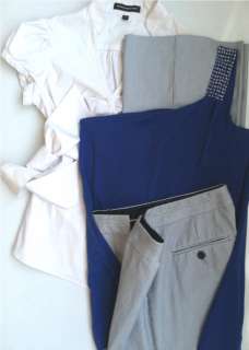 EXPRESS One Shoulder Bra Top Wrap Blouse Stretch EDITOR Pants Suit Set 