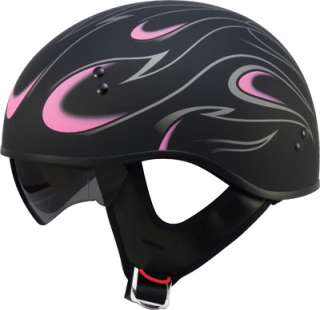 GMAX Womens Ladies Girls Motorcycle Half Helmet Flat Black/Pink  