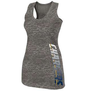 San Diego Chargers Womens Intense Defense II Gray Burnout Tank Top 