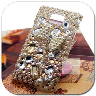 Gold 3D BLING Crystal Gem Hard Skin Case Back Cover For Sprint HTC EVO 