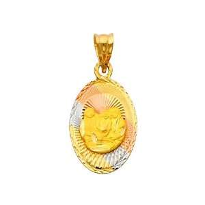  Gold Dia Cut Religious Baptism Stamp Charm Pendant The World Jewelry