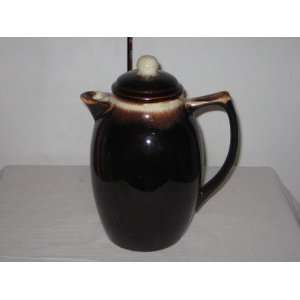   Pottery Mirror Brown Drip Coffee Pot w/ Lid 
