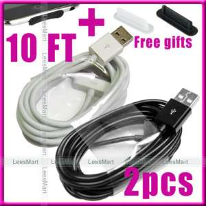 4in1 Black+White 10ft USB Cable Cord Charger ipod iPad2  