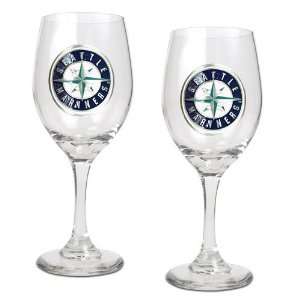  Seattle Mariners MLB 2pc Wine Glass Set   Primary Logo 