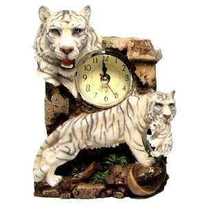  Rare White Tiger with Cub   Sculptured Resin   Approx 6 3 