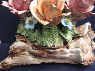 RARE LARGE OLD NUOVA CAPODIMONTE PORCELAIN FLOWER ARRANGEMENT, MADE IN 