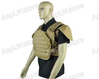 New Airsoft MOLLE Tactical Tortoise shell Vest with Shoulder Pads Tan 