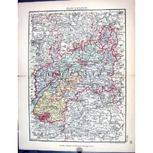  Stanford Antique Map 1885 Gloucester England Cheltenham 