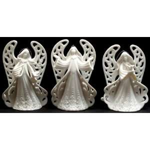  White Porcelain Angel Ornaments Set of Three Everything 