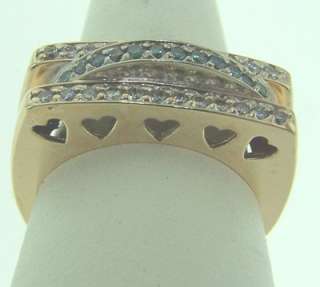 Ladies 14kyg Blue Diamond Custom Heart Fashion Ring 1ct  