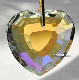 Huge 45mm Crystal AB Facet Heart Prism Valentines Day  