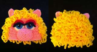 Miss Piggy Sesame Street Beanie Hat Handmade Crocheted  
