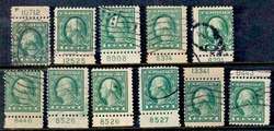 1917 Sc 498 USED plate no. singles LOT of 11 stamps  
